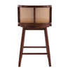 Talia Wooden Counter Height Bar Stool Set of 2 with Rattan Backrest,Walnut | Talia – Lot de 2 tabourets de bar de hauteur comptoir en bois avec dossier en rotin, finition noyer
