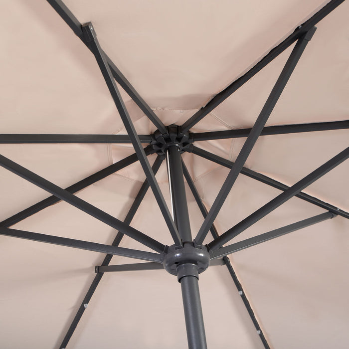 Costway 10ft Patio Solar Umbrella LED Patio Market Steel Tilt w/ Crank Outdoor Beige