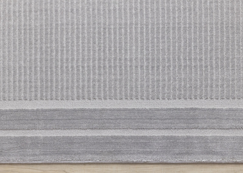 Ellie High-Low Textured Soft Polyester Grey Border Area Rug - 7'10\" x 10'6\"