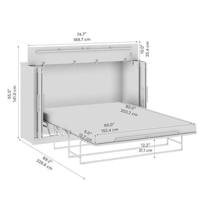 Bestar Pur 69 W Full Cabinet Bed with Mattress - Black Walnut