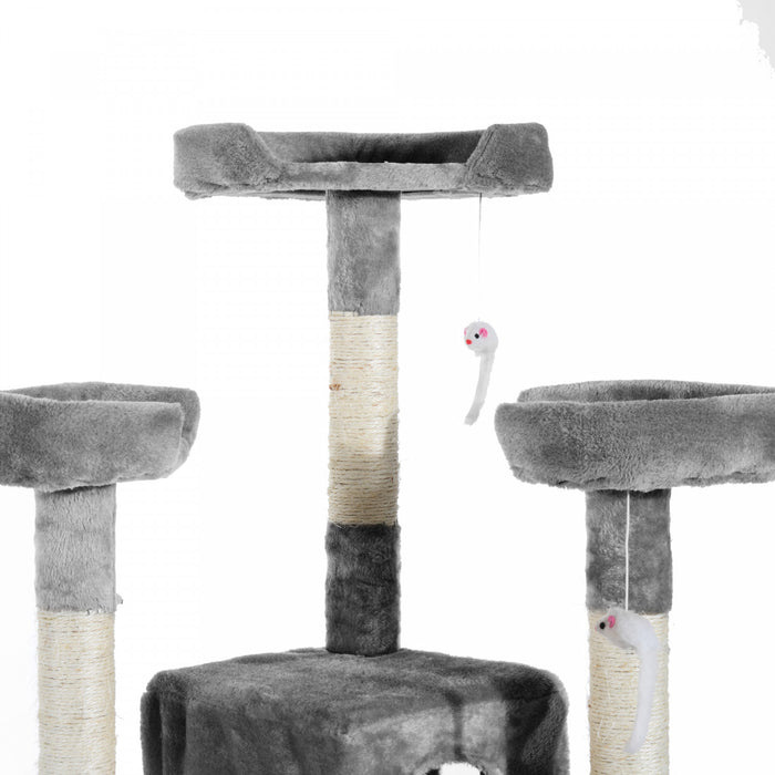 Pawhut 67inch Cat Tree With Scratching Post, Cat Condo Tower With Cat House, Toy, Perch, Grey