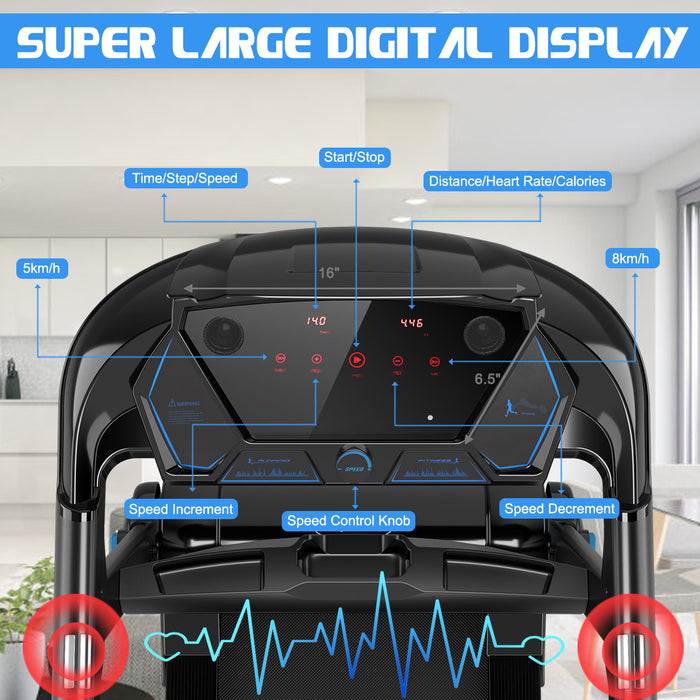 Superfit 2.25hp Folding Treadmill Running Machine W/app Heart Rate