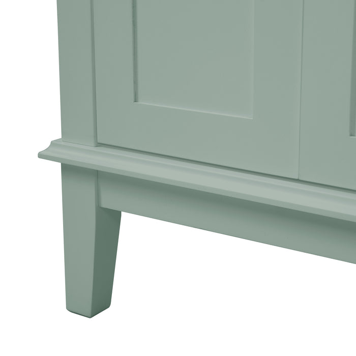 Savannah 30 Inch Bathroom Vanity with Ceramic Sink and Spacious Storage Cabinet, Light Green