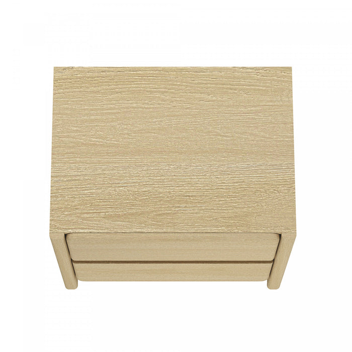 Linda Modern 24\" Nightstand in Natural Oak (2-Drawer) - Set of 2