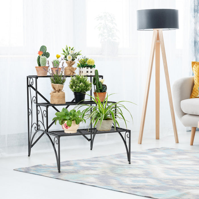 Costway 3 Tier Stair Style Metal Plant Stand Garden Shelf Flower Pot Display Rack