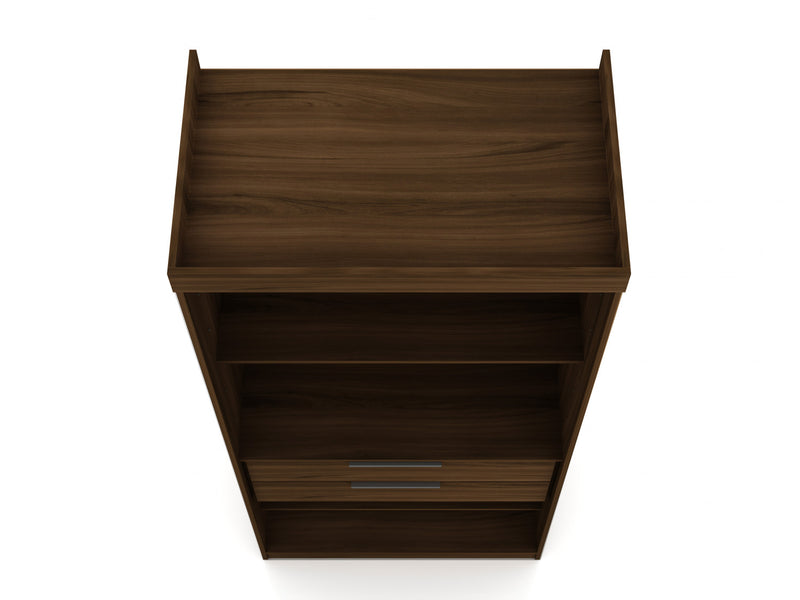 Mulberry Contemporary Modern 2-Piece Wardrobe Closet in Chestnut Brown