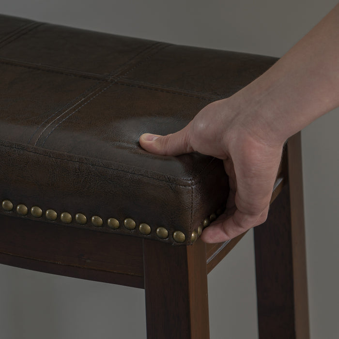 Claridge Faux Leather Backless Counter-Height Stool - Brown