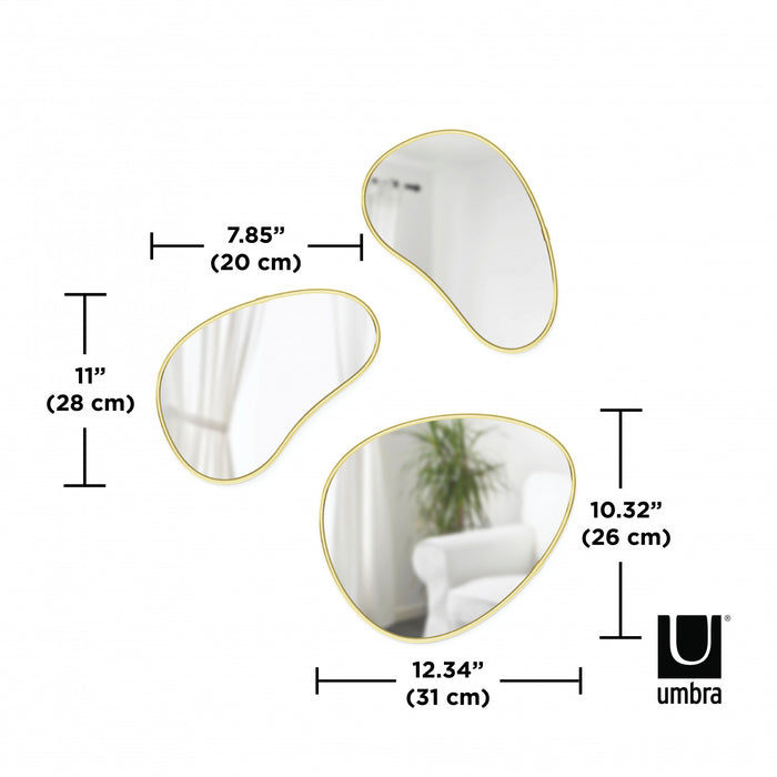 Umbra Hubba Brass Pebble Mirrors - Set of 3