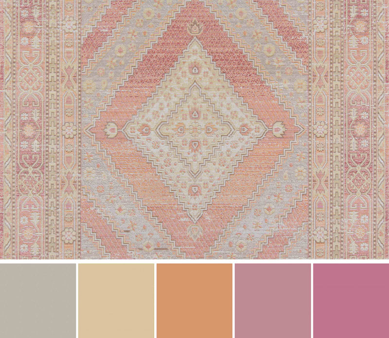 Poppy Traditional 5'3\" x 7'3\" Area Rug in Pink Indoor Area Rug