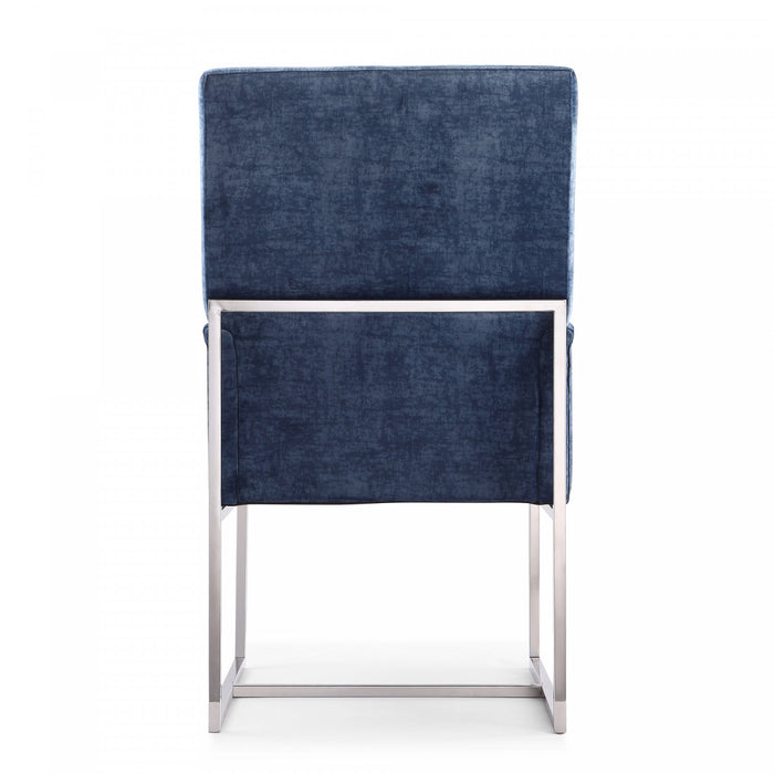 Element Modern Velvet Metal Dining Chair in Blue - Set of 2