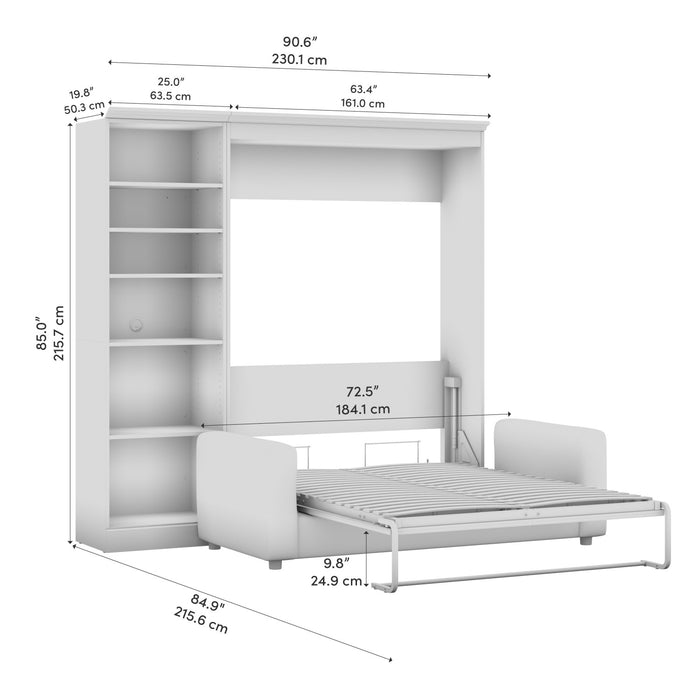 Bestar Versatile Full Murphy Bed Sofa Closet Organizer (91 W) - White