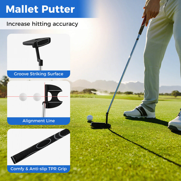 Men's Complete Golf Clubs Package Set 10 Pieces Includes Alloy Driver Grey