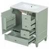 Emma 30" Solid Wood Bathroom Vanity with Ceramic Sink and Soft-Close Door, Green | Emma Meuble-lavabo en bois massif de 30" avec vasque en ceramique et porte a fermeture douce, Vert