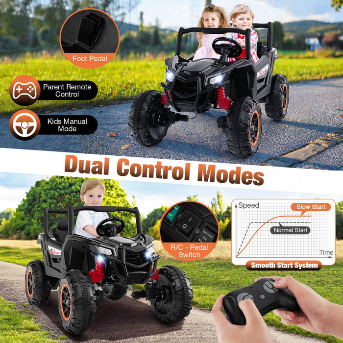 Costway 24v Kids Ride On Utv With 4 X 100w Powerful Engine Remote Control High/low Speed Black