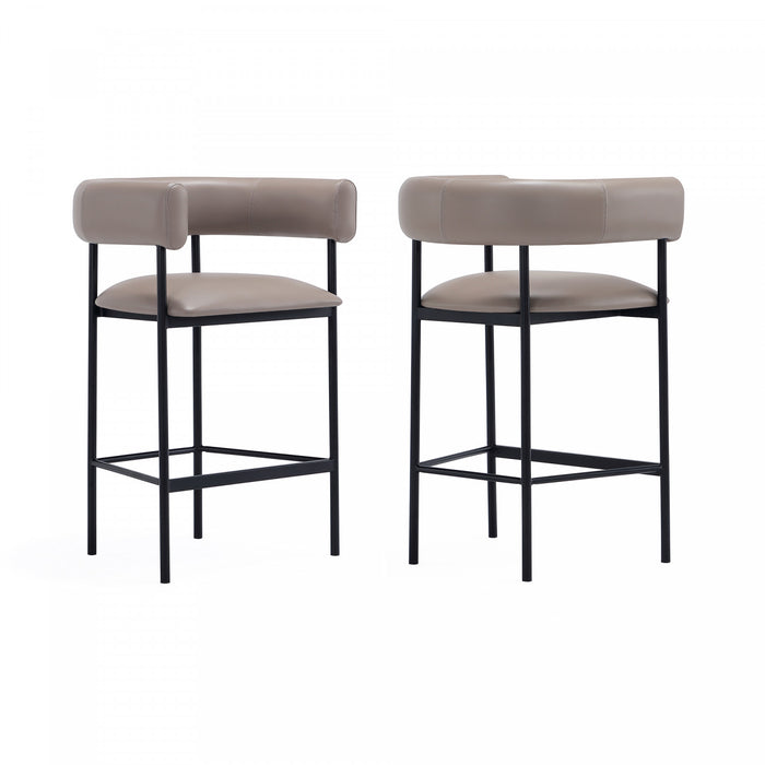 Onda Contemporary Vegan Leather Metal Counter Stool in Taupe
