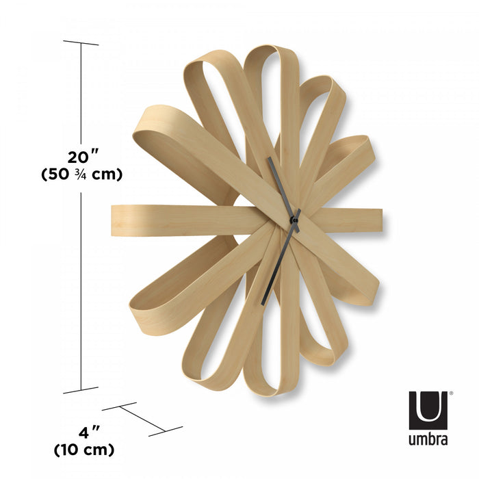 Umbra Modern Ribbonwood Wall Clock - Natural