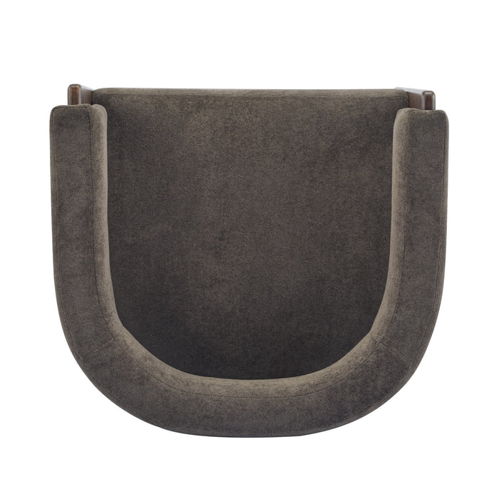 Olivia Velvet Upholstered Accent Armchair with Barrel Back Design and Rubber Wood Frame,Dark Brown Accent Chair