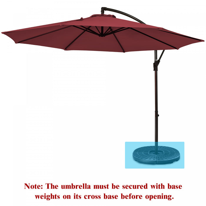 Costway 10FT Patio Offset Hanging Umbrella Easy Tilt Adjustment 8 Ribs Backyard Burgundy