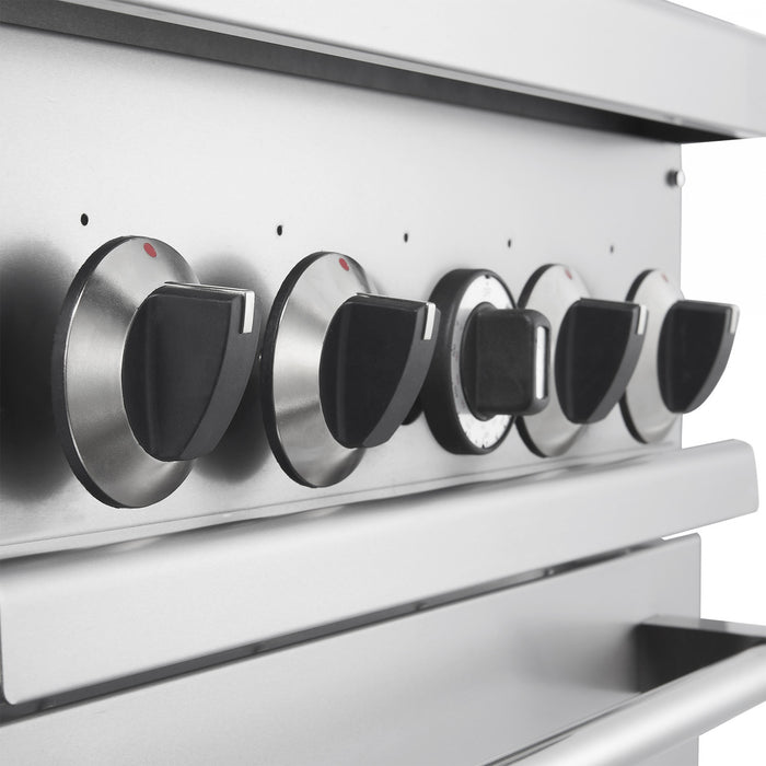 FORNO Commerciale 24 Inch Stainless Steel Gas Range, 4 Burners, 120,000 BTU Total - FCMGR0093-24