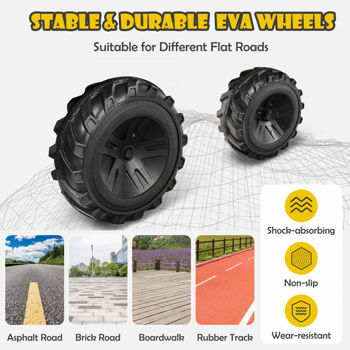 3-in-1 Kids Ride On Excavator Bulldozer 12v Electric Tractor Remote W/ Trailer Yellow