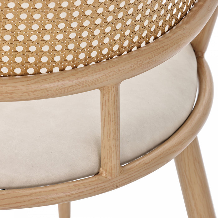 Oliver Modern Dining Chairs with PU Upholstered and PE Rattan Backrest Set of 6,Beige