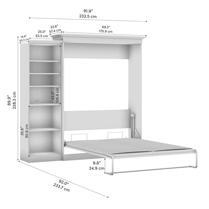Bestar Versatile Queen Murphy Bed with Closet Organizer (92 W) - Linen White Oak
