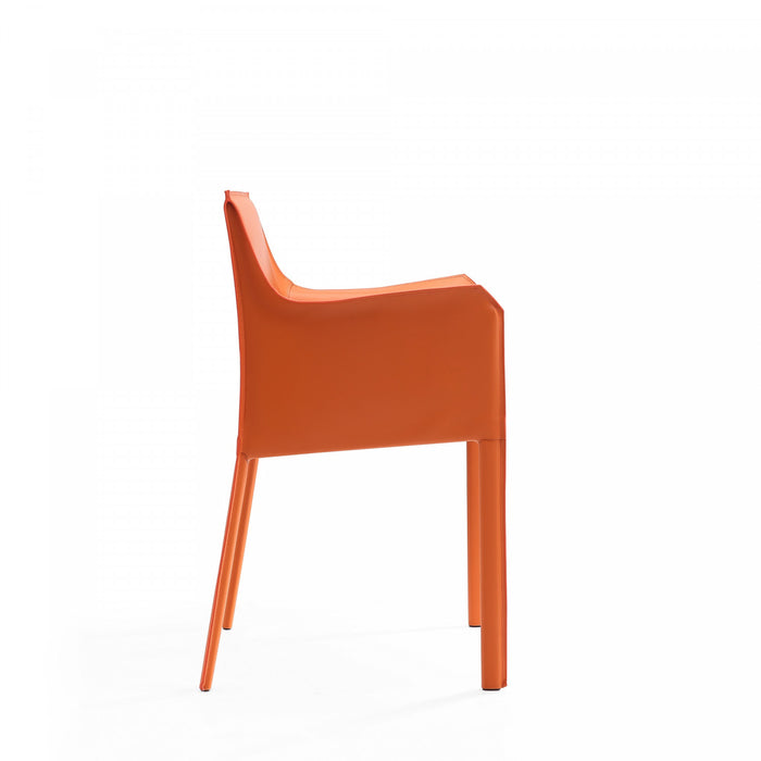 Paris Modern Vegan Leather Side Chair in Coral - Set of 2