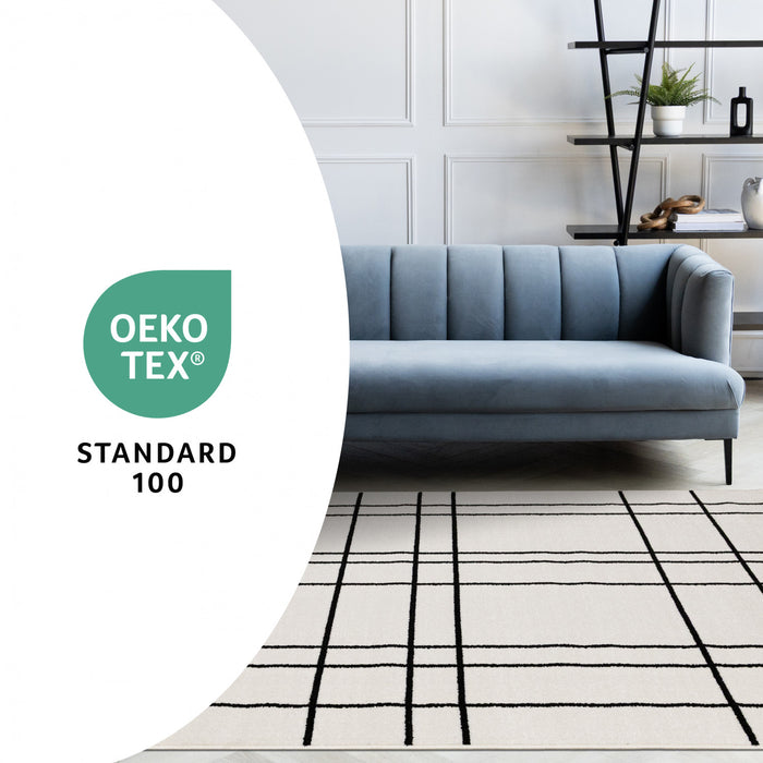 Covington Grey White Checkered Pattern Rug, 5'3\" x 7'7\" Indoor Area Rug
