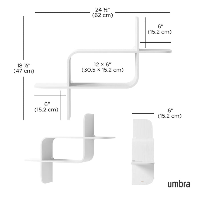 Umbra Modern Wood Montage Wall Shelf - White
