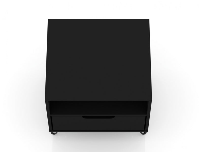 Rockefeller Mid-Century Modern 20\" Nightstand in Black (1-Drawer) - Set of 2