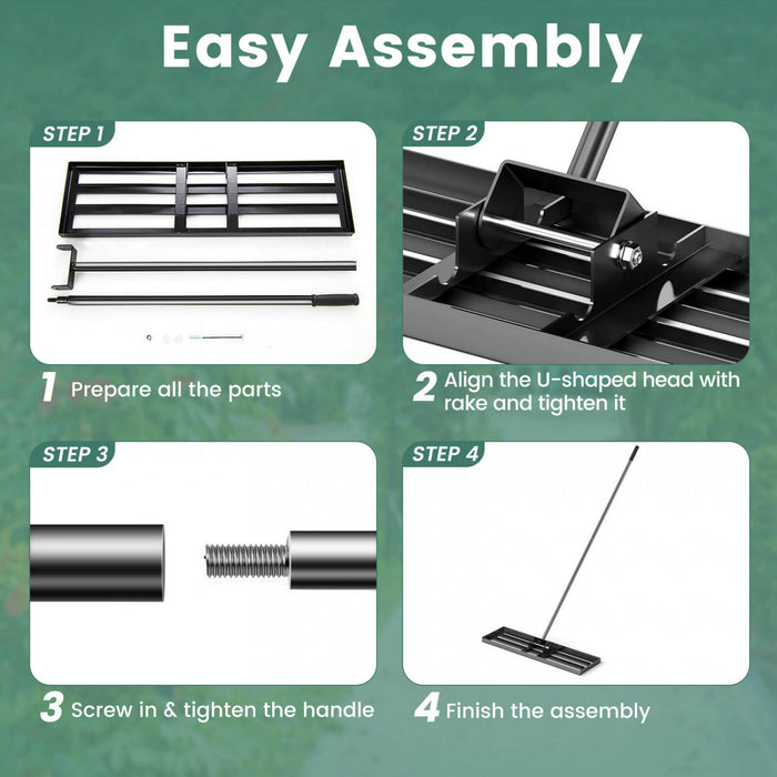 Costway Lawn Leveling Rake 36\" X 10\" Heavy Duty Level Lawn Tool For Garden Backyard/lawn Black