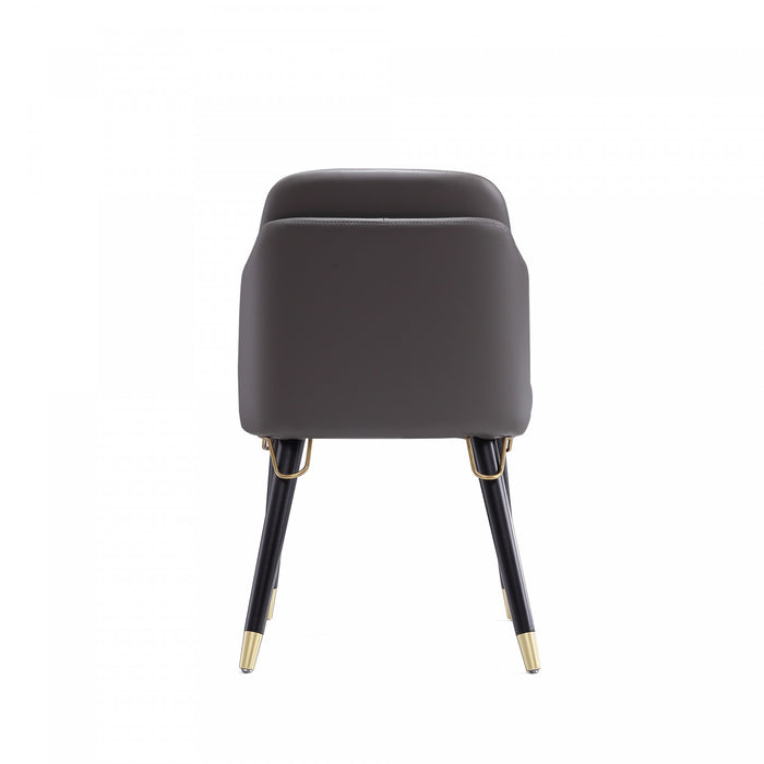 Estelle Modern Vegan Leather Wood Dining Chair in Graphite - Set of 2