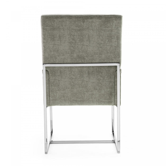 Element Modern Velvet Metal Dining Chair in Steel - Set of 2