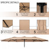 Costway 15FT Double-Sided Twin Patio Umbrella Outdoor Market W/ Crank & Base Coffee