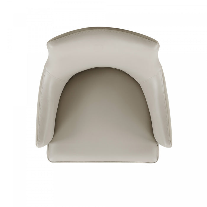 Connie Modern Wood Vegan Leather and Velvet Armchair in Light Gray