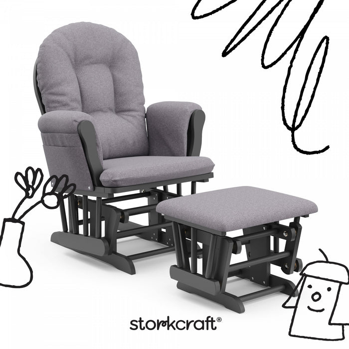 Storkcraft Hoop Glider and Ottoman - Gray/Gray Swirl
