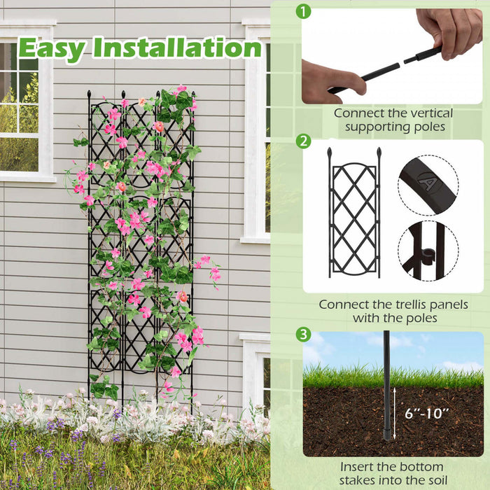 Costway 2 Pcs Garden Trellis For Climbing Plants Rustproof Metal Plant Support Frame