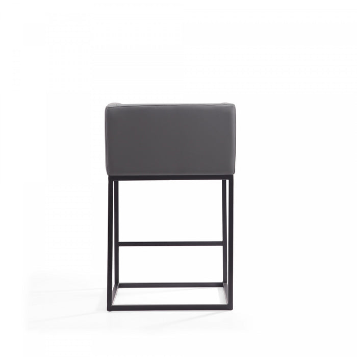 Embassy Mid-Century Modern Metal Upholstered Counter Stool in Gray - Set of 3