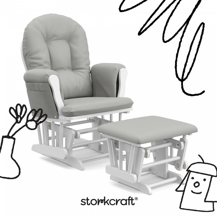 Storkcraft Hoop Glider and Ottoman - White/Light Gray