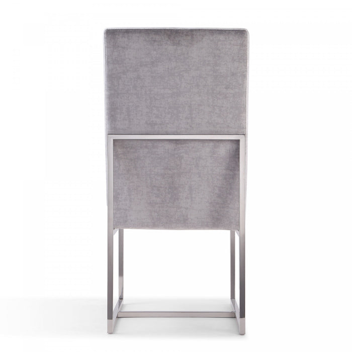 Element Modern Velvet Metal Dining Chair in Gray - Set of 2