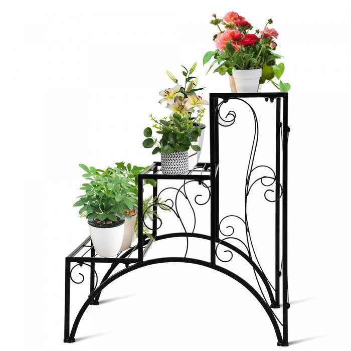 Costway Plant Rack 3-tier Metal Plant Stand Garden Shelf Stair Style Decorative