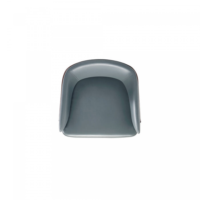 Reeva Modern Wood Vegan Leather Dining Chair in Gray - Set of 2