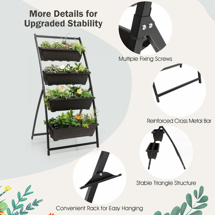 Costway 5 Ft 4-tier Vertical Raised Garden Bed Elevated Planter Box W/4 Container Boxes
