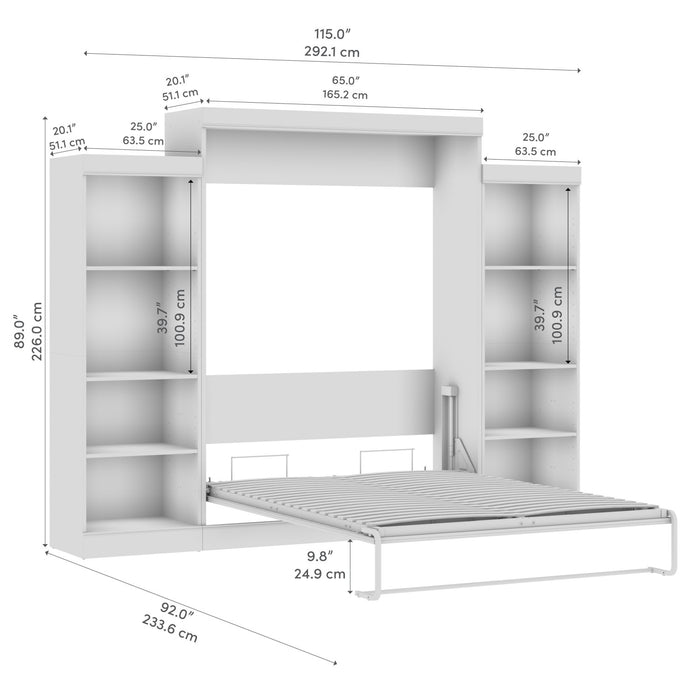 Bestar Edge Queen Murphy Bed with Closet Organizers (115 W) - White