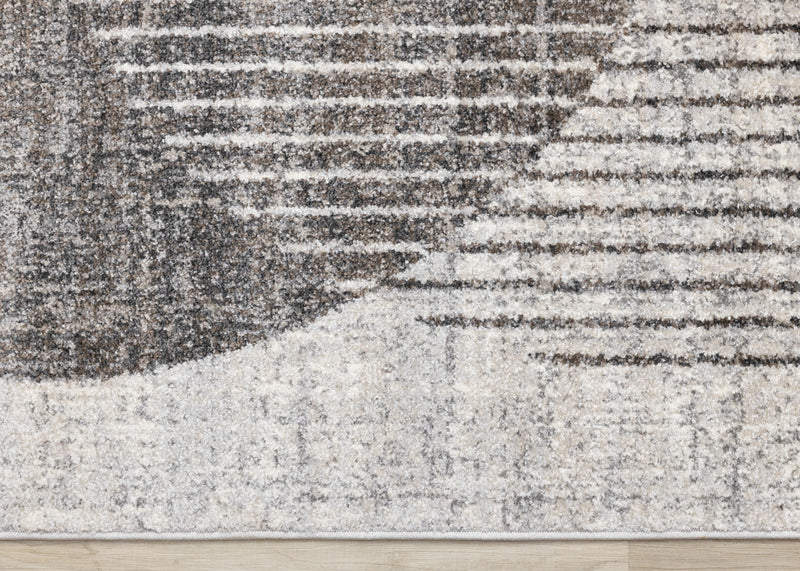 Solace Soft Low-Pile Grey White Merging Circles Area Rug - 5'3\" x 7'7\"
