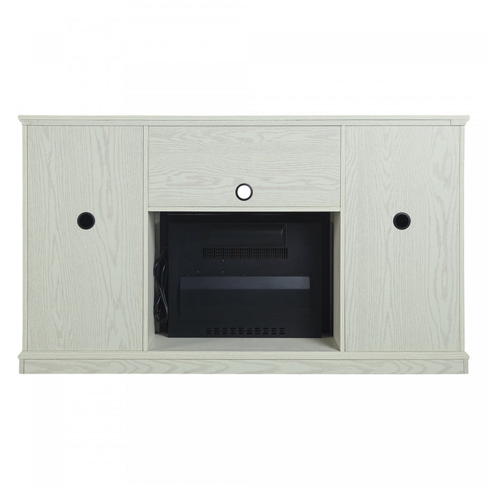 Myrtle Modern Farmhouse 2-Piece Electric Fireplace in Black and Cream Oak