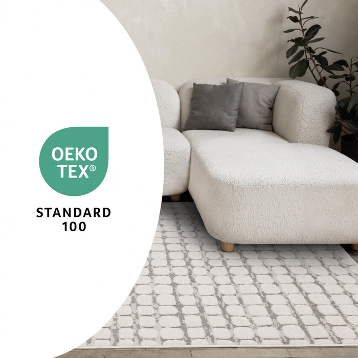 Oslo White Great Pebble Patterned Rug, 7'10\" x 10'6\" Indoor Area Rug