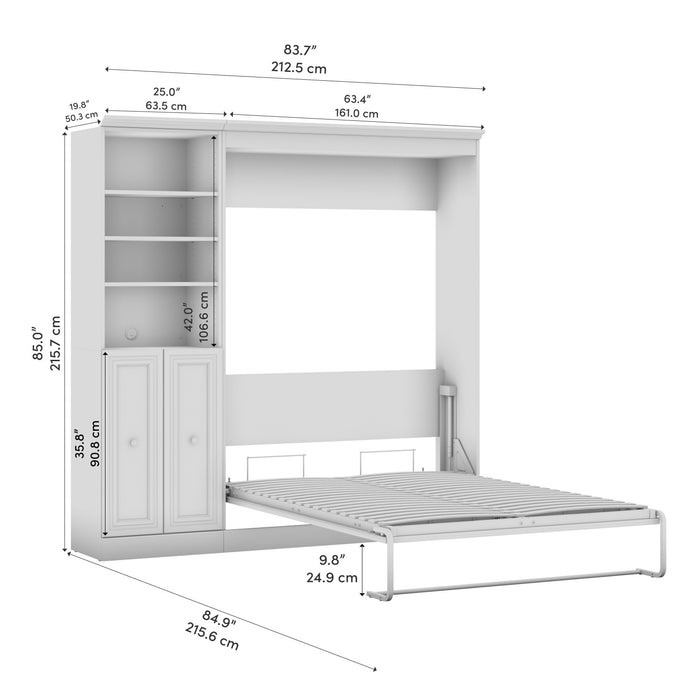 Bestar Versatile Full Murphy Bed and Closet Organizer with Doors (84 W) - White