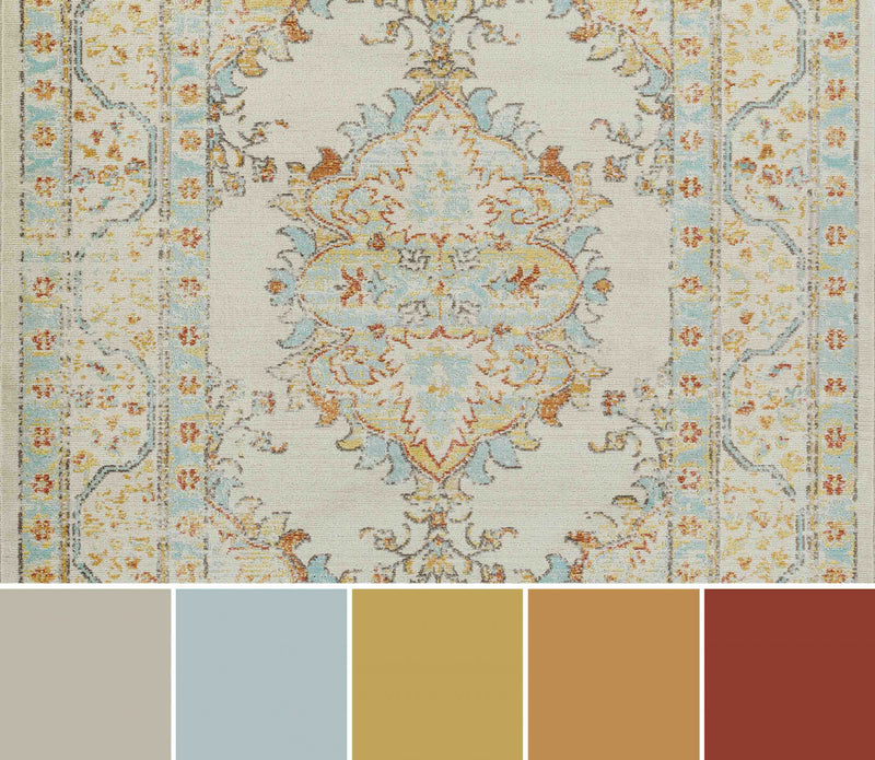 Esme Traditional 9'3\" x 11'10\" Area Rug in Ivory Indoor Area Rug