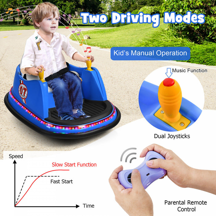 12v Vehicle 360¡a Spin Race Toy Kids Ride On Bumper Car W/ Remote Control Blue